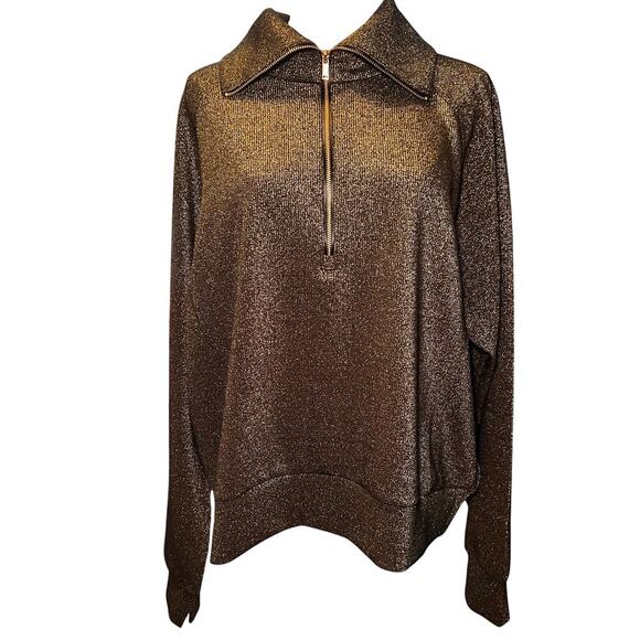 Spanx Air Essentials Shine Half Zip. Very Black/Gold. NWT. Size 1X - Picture 7 of 8